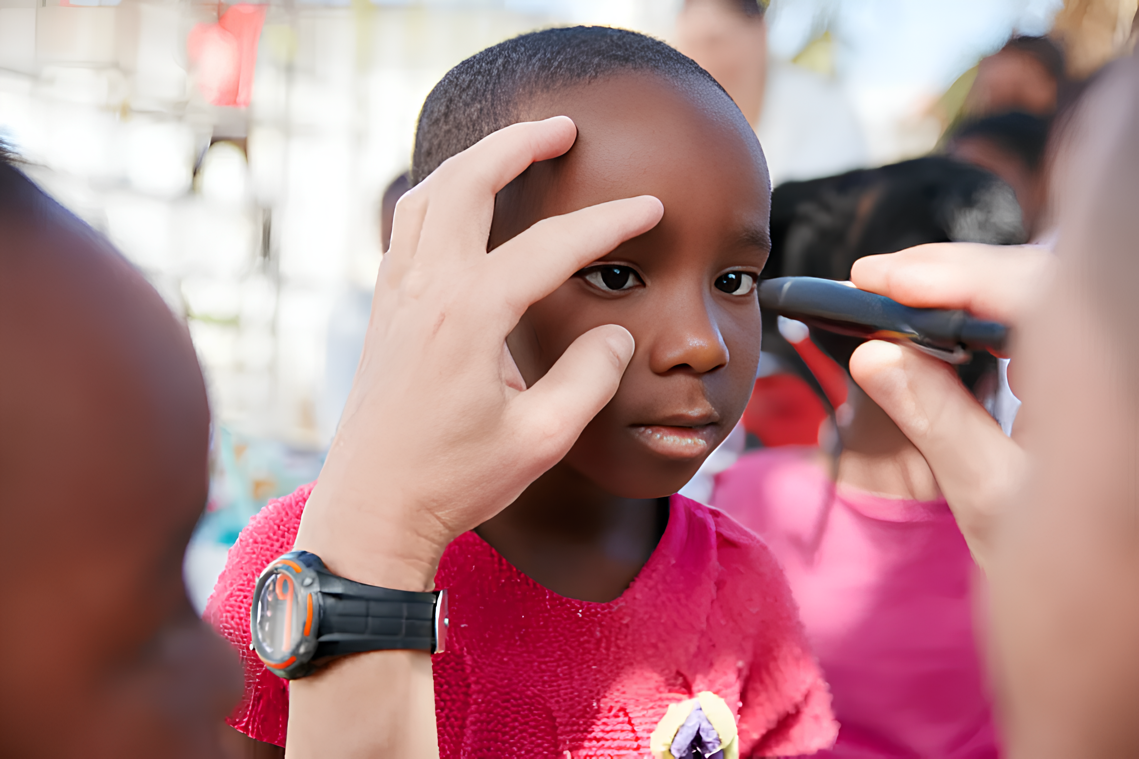 Children receiving eye care